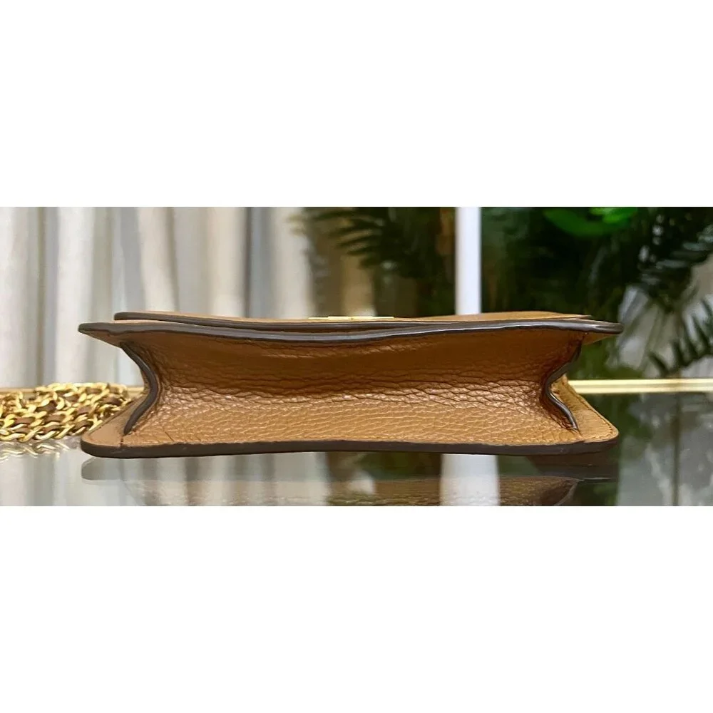 TORY BURCH CAMEL BROWN BRITTEN WITH GOLD HARDWARE HANDBAG - Picture 7 of 13